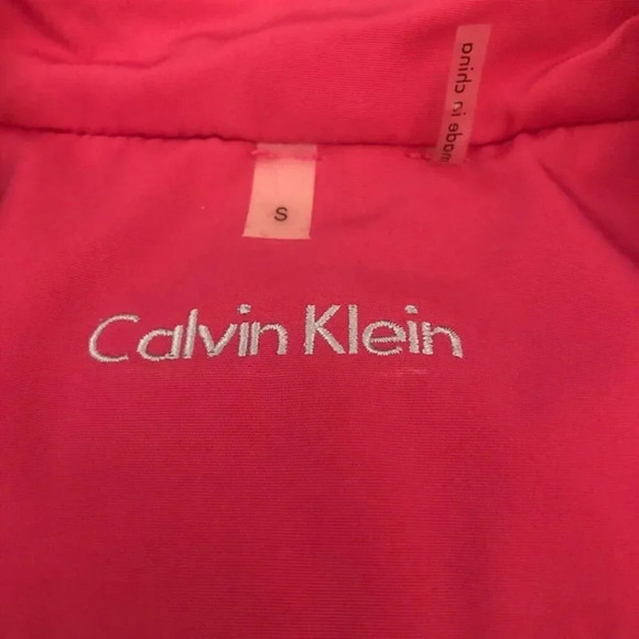CALVIN KLEIN Sz S Women’s Hot Pink Belted Pockets Button Up Light Rain Jacket - Picture 2 of 8